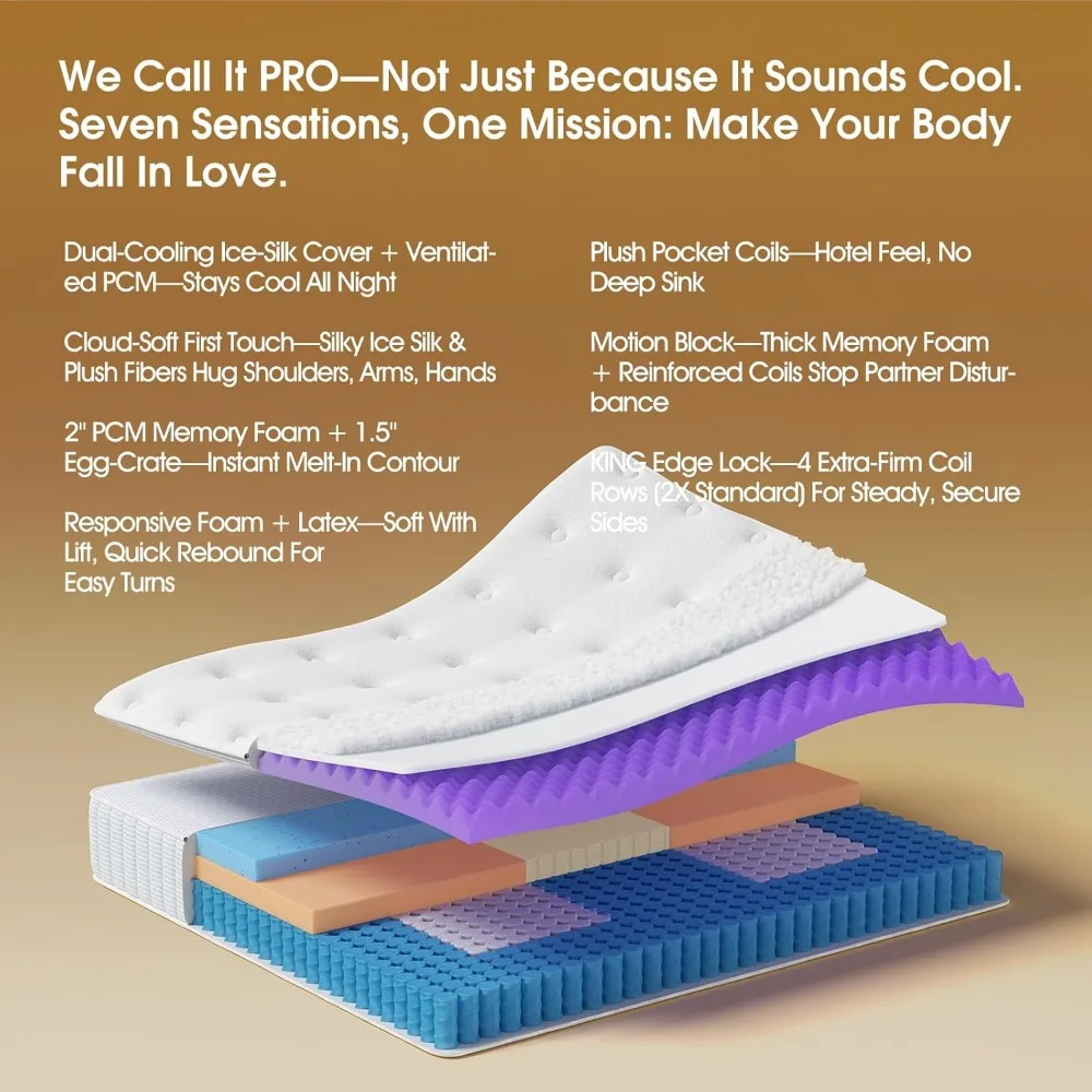 – مرتبة كوين 14 بوصة – مرتبة هجينة حقيقية مع تبريد مزدوج، 2 بوصة رغوة ذاكرة PCM جيدة التهوية، دعم حافة معززة، منطقة