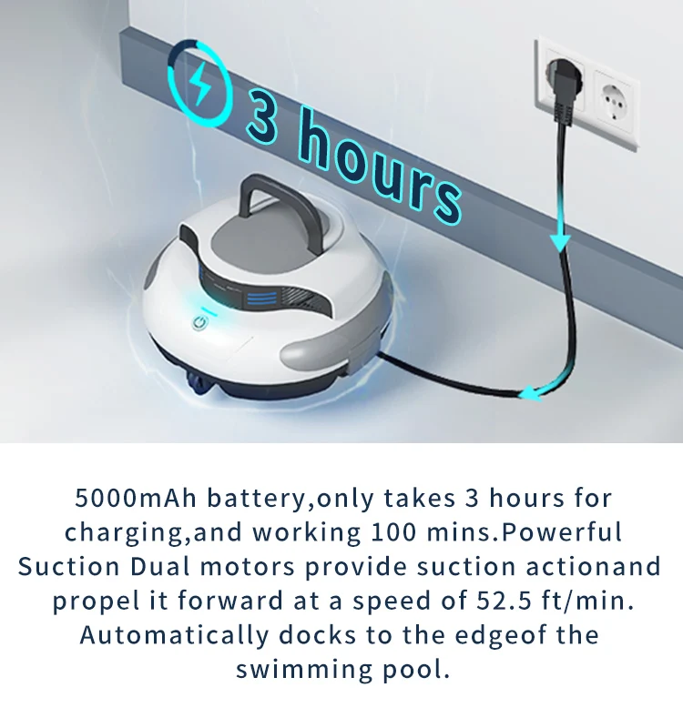 Swimming Pool Cleaning Robot Electric Automatic Pool Vacuum Cleaning Robot Intelligent Wireless Pool Robot Cleaner view 3