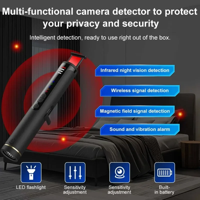 Detector de Cámaras Ocultas Multifuncional, Escáner de Señales, Detector de Visión Nocturna Infrarroja para Protección de la Privacidad y Seguridad