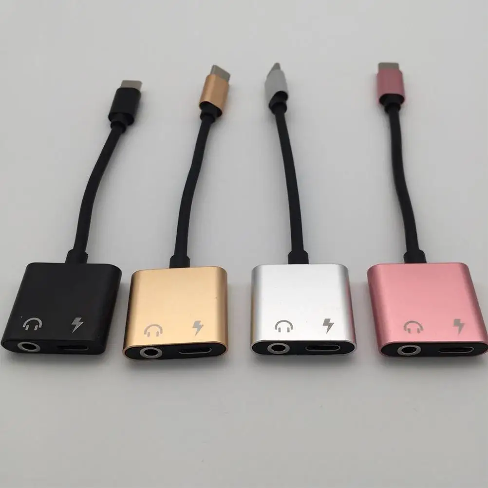USB Type C to 3.5mm Audio Adapter Cable 1 Type-C to 3.5mm Jack Stereo Headphone Mic Adapter Aux Converter Charging Adapter