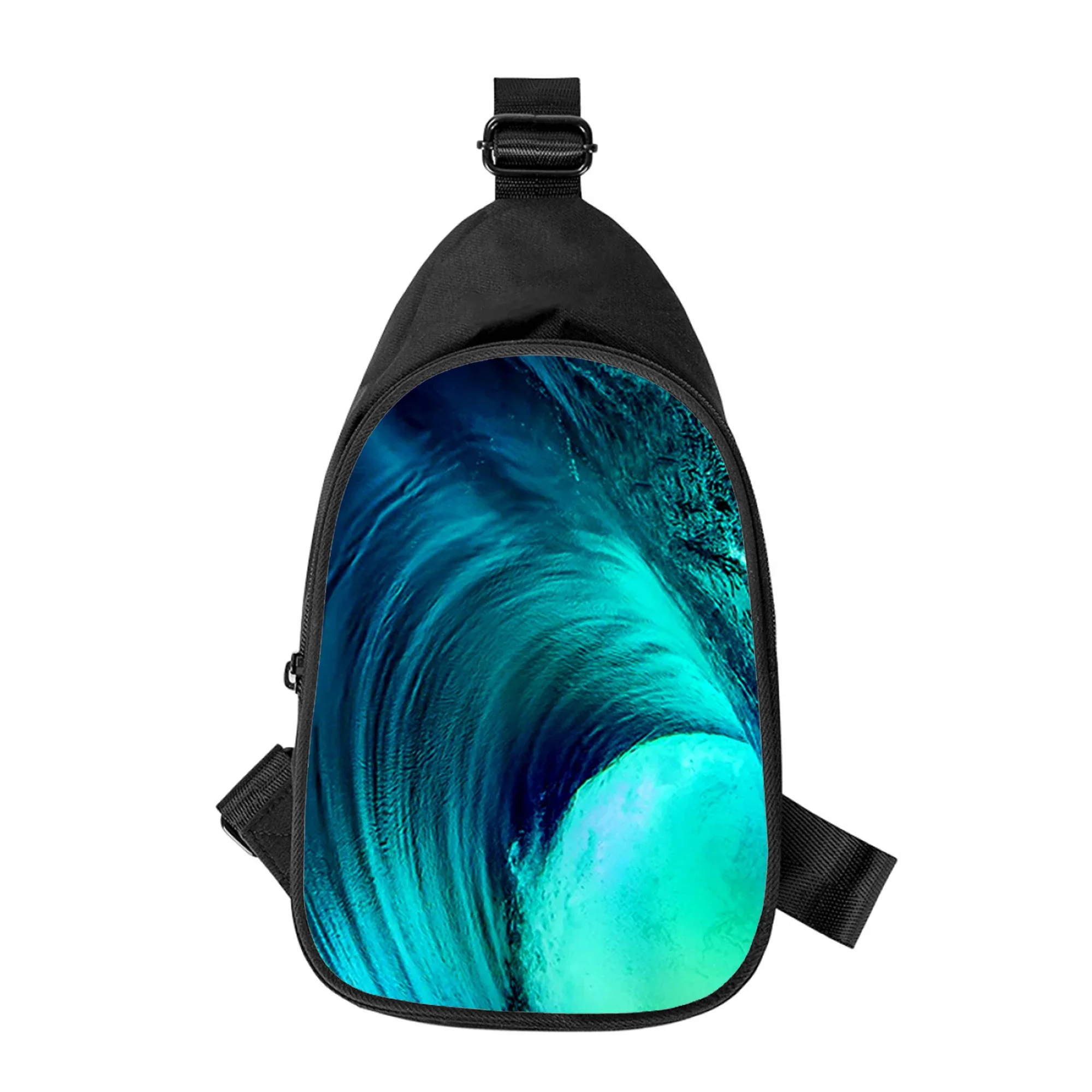 Bolsa Peito Cruz para Homens e Mulheres, Bolsa de Ombro Bolsa de Cintura Masculina Estampada em 3D, Praia Paisagem do Mar, Marido, Nova, Diagonal, Escola