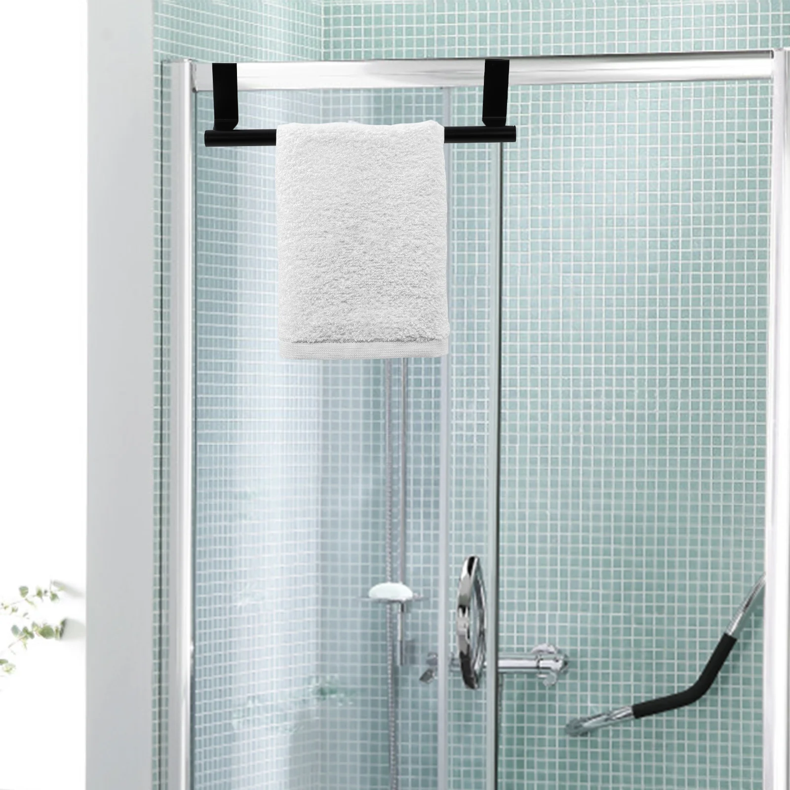 

2Pcs No Drill Towel Holder Bathroom Storage Rack Wall Mounted Towel Hanger Organizer Shelf for Bath Towels Easy Install