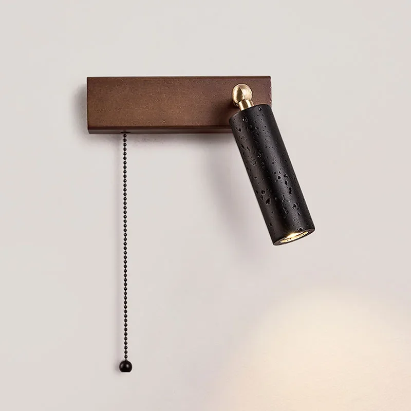 Middle Ancient Style Bedroom Bedside Wall Lamp With Reading Switch Wabi Sabi Style Retro Study Living Room Led Sconce Light