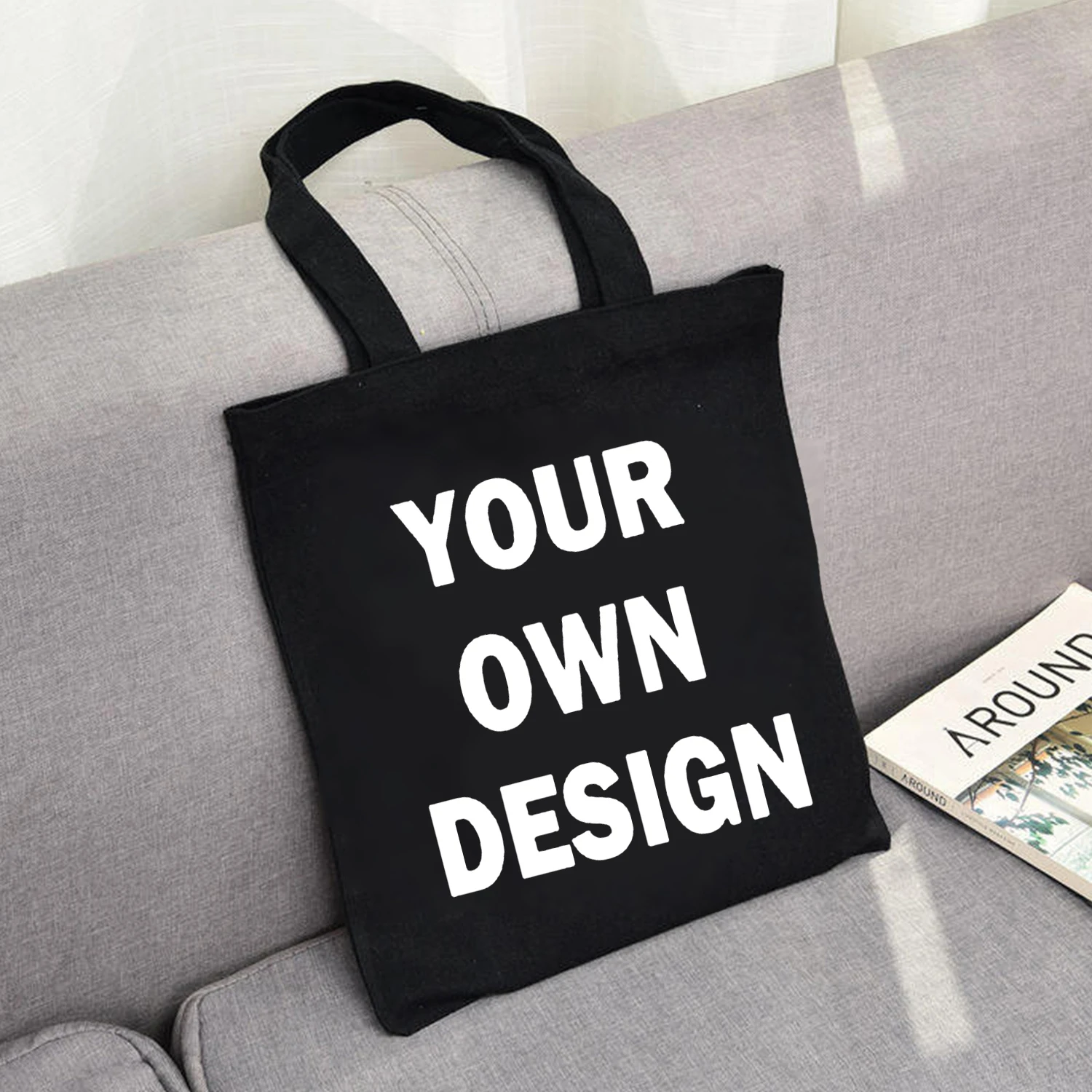 Custom Canvas shopping Bag Print Your Logo Text women