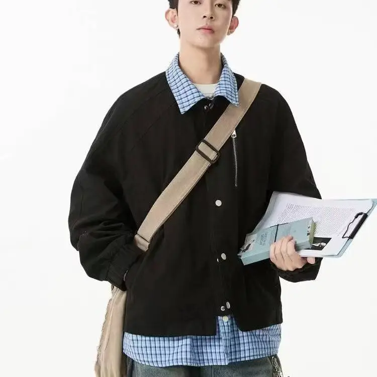 معطف NS76 للخريف والشتاء بنقشة مربعات وألوان متباينة، سترة فضفاضة للنساء مع تطريز، معطف طويل بأكمام طويلة وأزرار مزدوجة #5