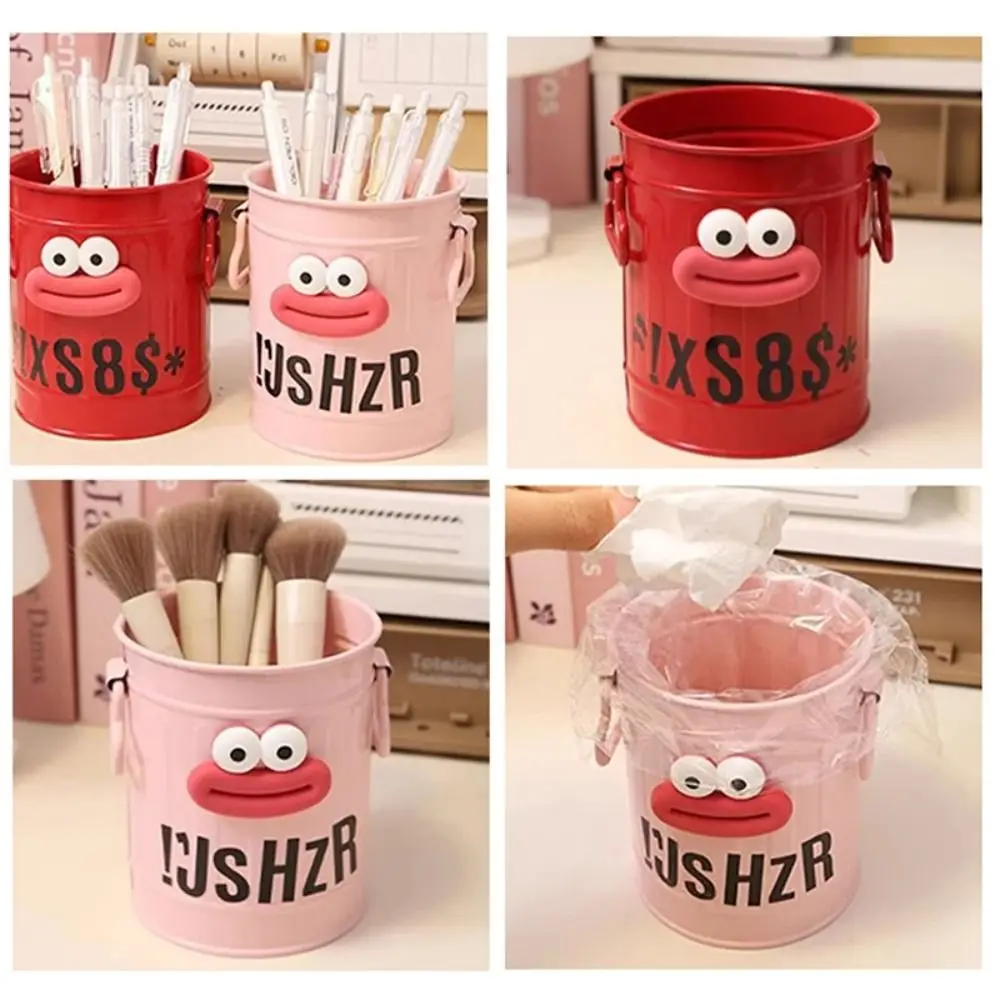 Cute Big Mouth Pencil Holder Cartoon Large Capacity Pencil Case Round DIY Desktop Storage Buckets Students Stationery
