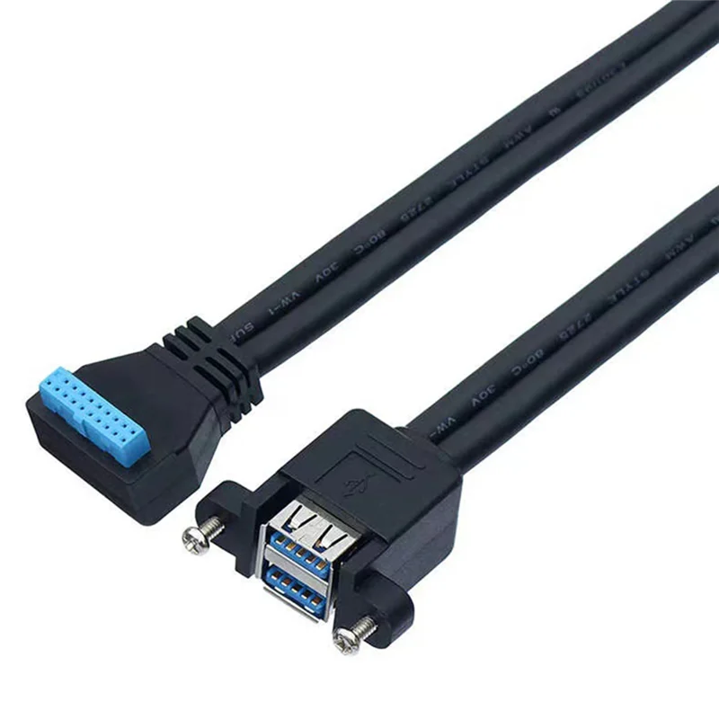 

Superior-90 Degree UP/Down Angle USB 3.0 19/20Pin To Dual USB-A Female Port Adapter Cable Motherboard Internal Extension Cord