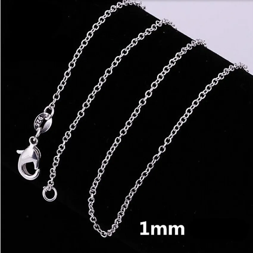 

45-60CM 10PCS 925 sterling silver 1MM circle chain DIY necklace jewelry women wedding fashion Cute for pendant