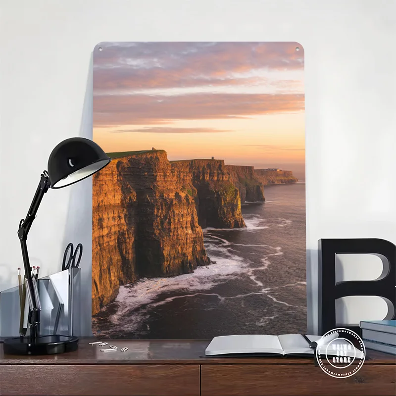 Cliffs of Moher At Sunset Metal Poster Perfect Gift for Fans Lovers Customized Wall Art Metal Sign for Luxury Decoration Home