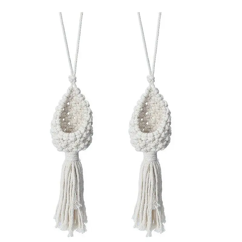 ABRW-3X Boho Macrame Air Plant Hanger Tillandsia Hanging Basket Rope Holder Flower Home Decor (10CM)
