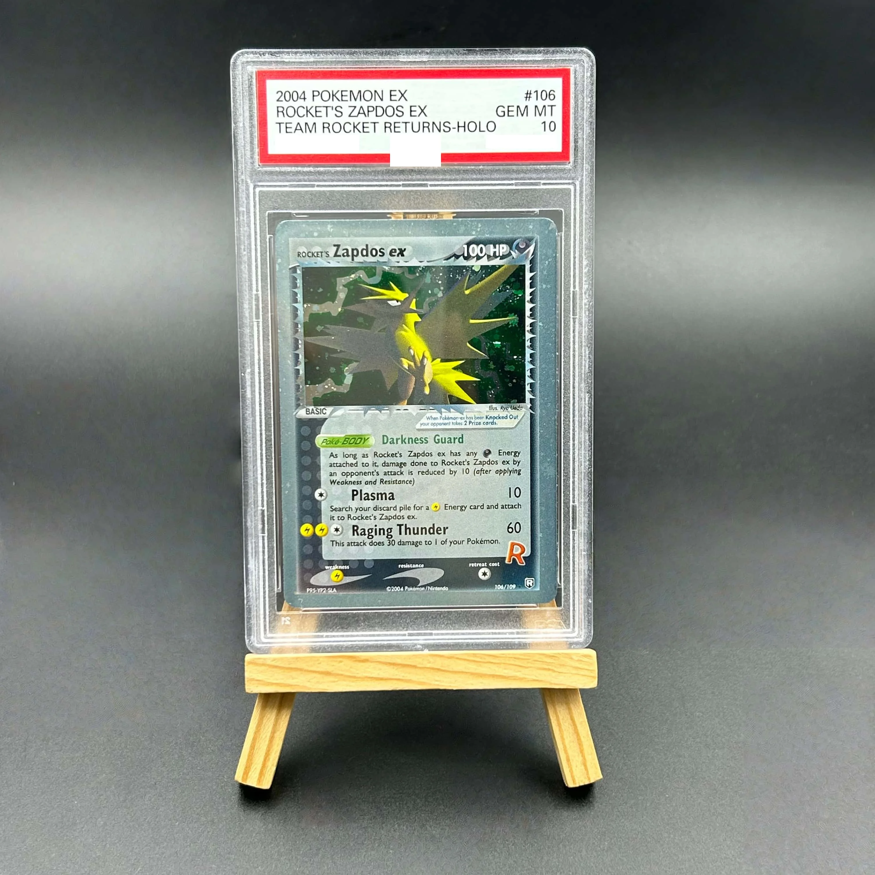 

2004 Pokemon EX Team Rocket Returns Rocket's Zapdos EX Holo Textured Card - Gem Mint 10 Collectible TCG