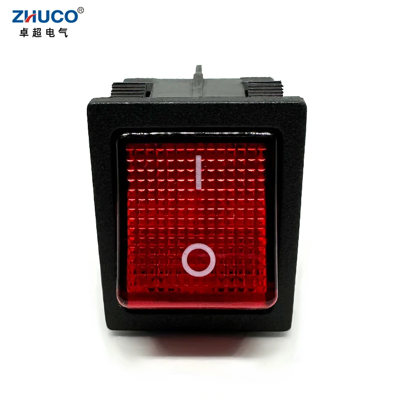 1PC KCD4-201NB-4P-R 220V Red LED Light 30X22mm Mounted Hole 4 Pins DPST ON OFF Power Rocker Switch Heavy Duty 15A 250VAC