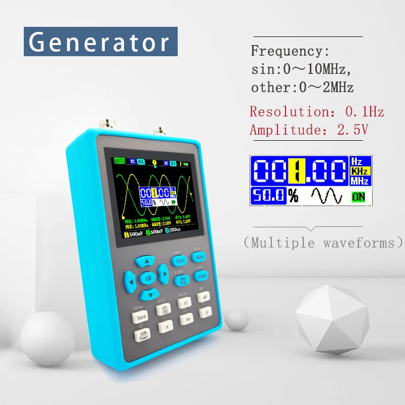 ZEEWEII DSO2512G 2.8 Inch Handheld Digital Oscilloscope 120M Bandwidth Dual Channel Oscilloscope Signal generator XYmode