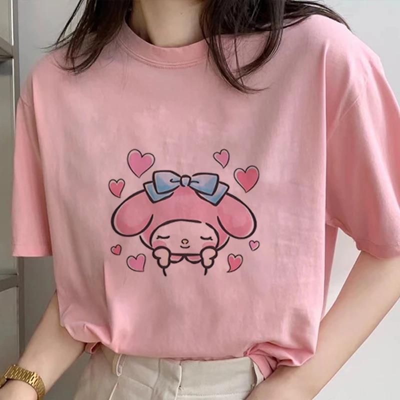 

Women Clothing Kawaii Melody Japanese Manga Streetwear Fashion T-Shirts Harajuku Short Sleeve Summer Tees Casual O-Neck Tops