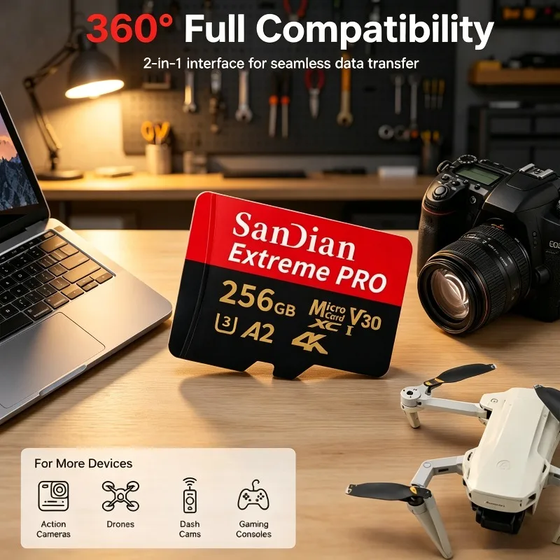 

SANDIAN Micro TF Cards Class 10 Fast Transfer Memory Card for Phones/Digital Camera/MP3 Player High-Speed 256GB Storge SD Card