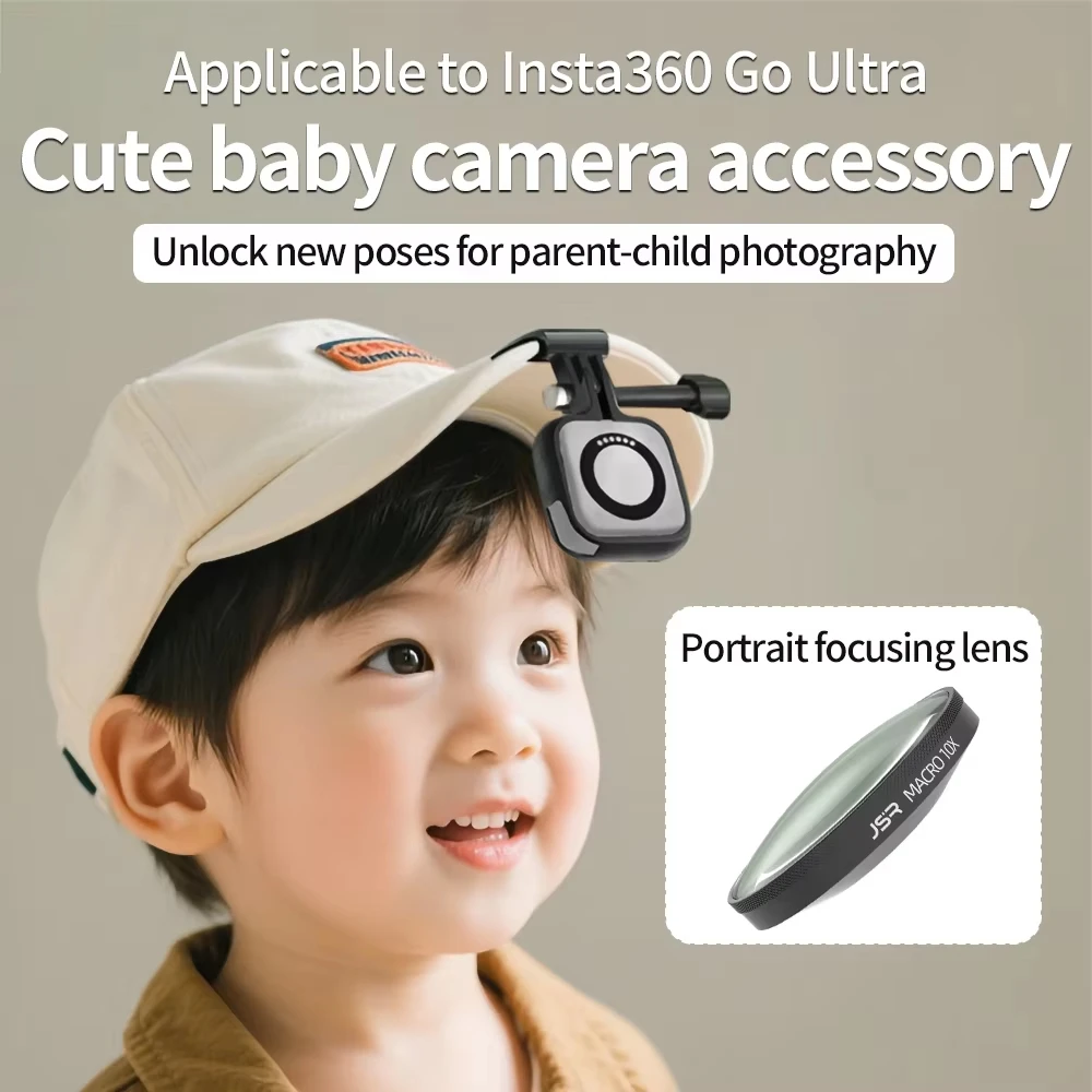 

10X Portrait Focusing Lens Filter Cute Treasure Macro Lens Cap Clip Close-up Photography for Insta360 GO Ultra