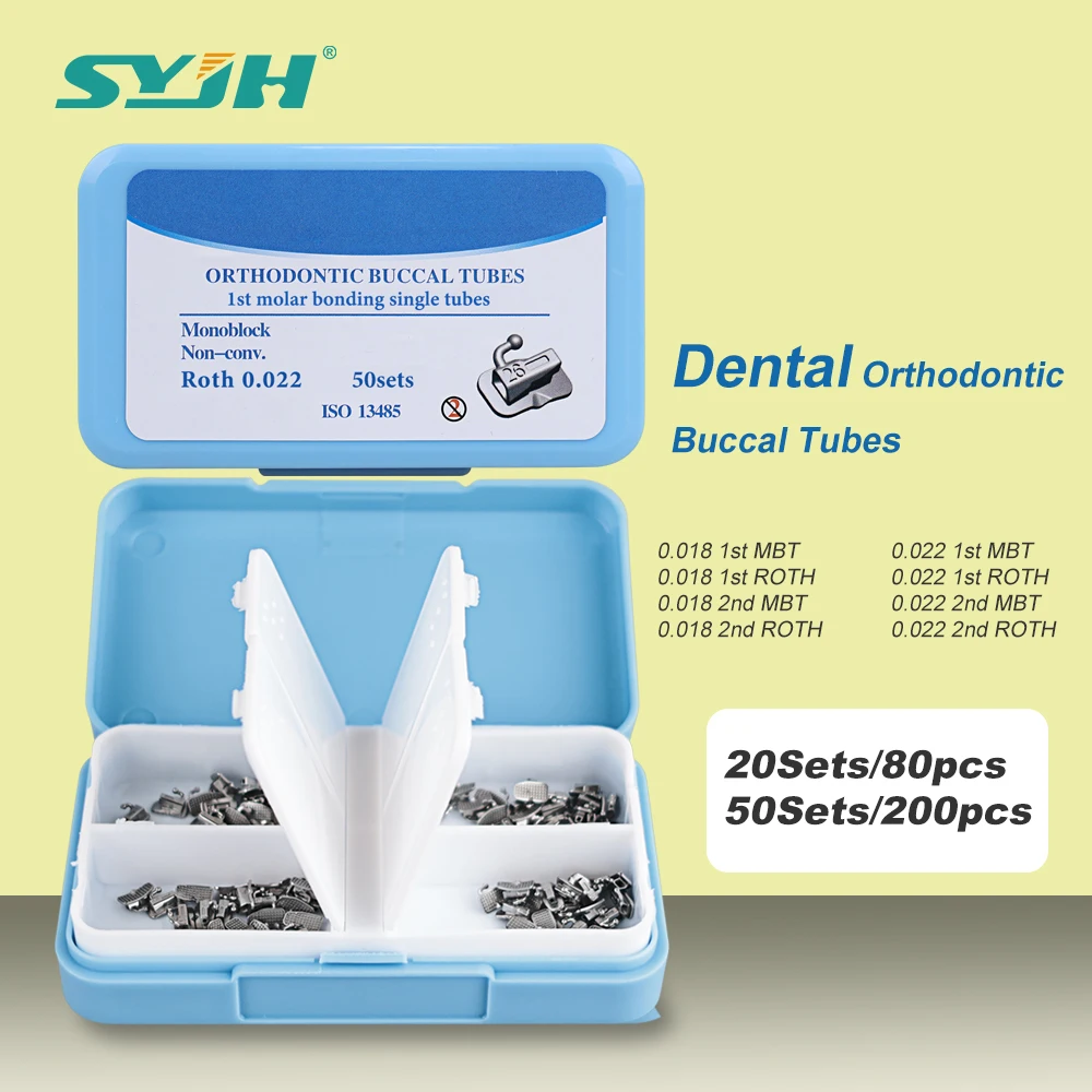SYJH 80 uds/200 Uds tubo bucal de ortodoncia Dental 1er 2.o Molar bondable monobloque no Convertible Roth MBT 0,022 0,018
