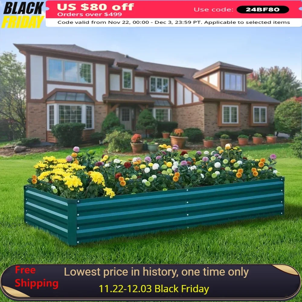 

Planter 2Pcs Raised Garden Bed, Large Metal Planter Boxes, 2 3ft X 30ft Weed Barrier Fabric and 1 Pair of Gloves, Garden Bed