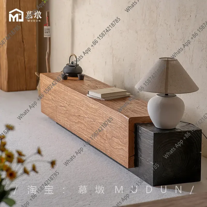 Log TV Cabinet Creative Solid Wood Household Bench Designer Clothing Store Display Stool Practical X