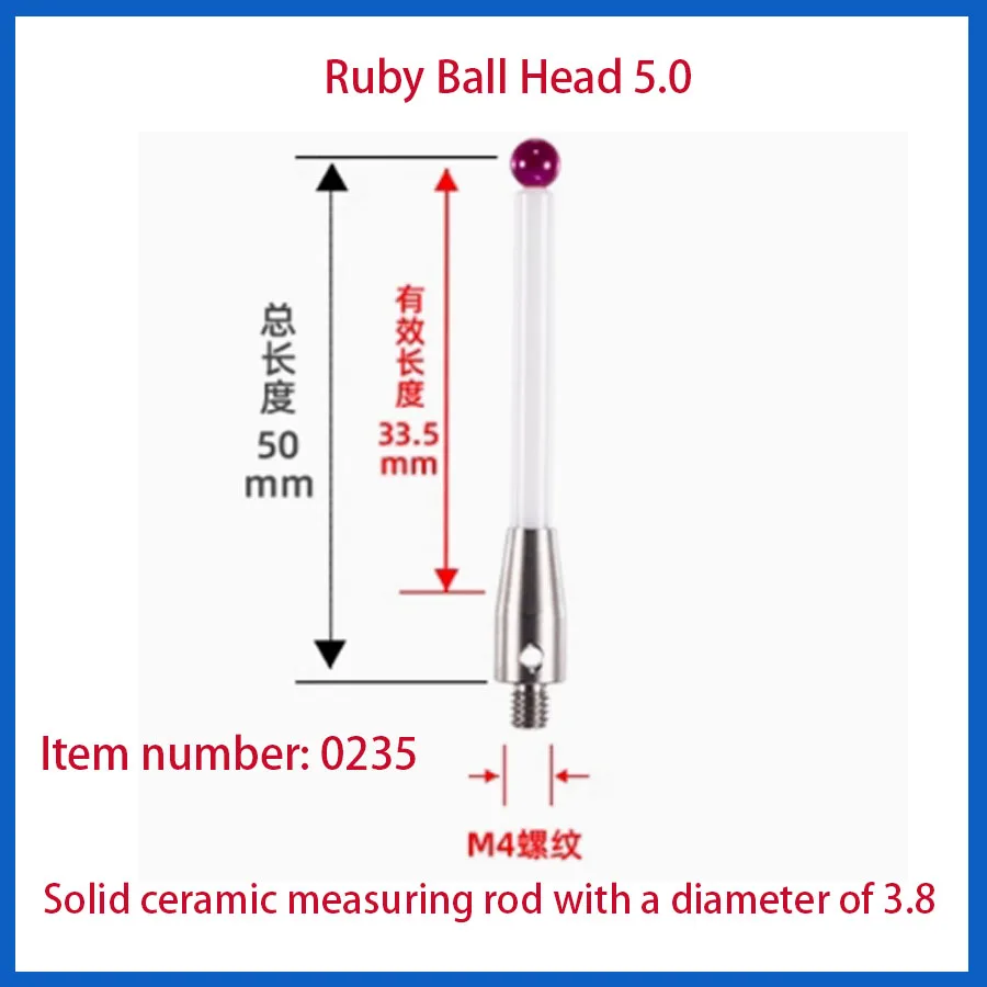 CNC machine probe dedicated M4 ruby ceramic measuring needle A-5000-3709/3712 Renishaw 6.0mm