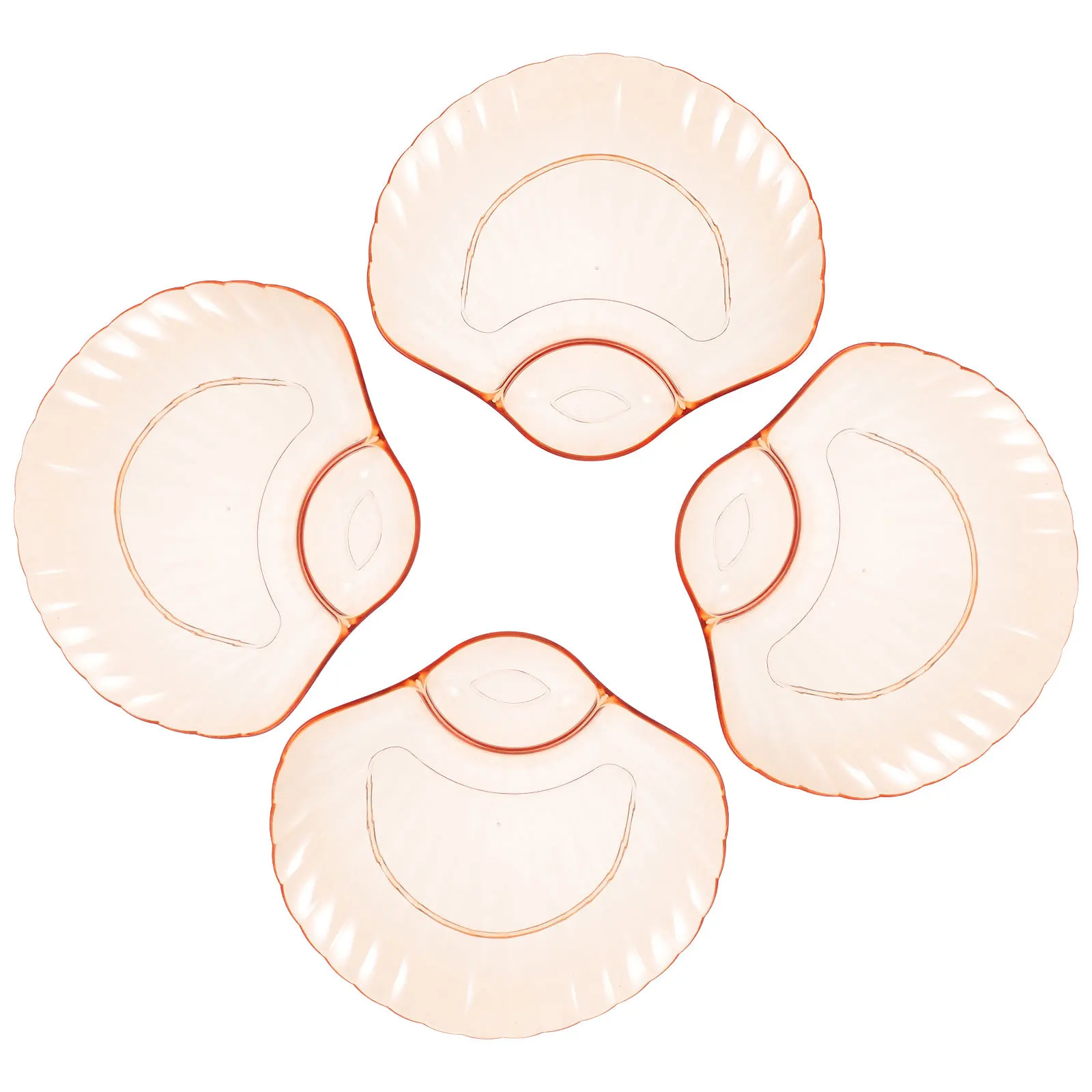 

4Pcs Plastic Fruit Plate Snacks Serving Tray Multi-Function Fruit Holder for Picnic Cake Dessert Dip Sturdy Compact Design