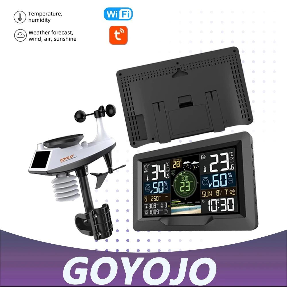 7-in-1 professional outdoor sensor, supports 2.4GHz WiFi connection and allows real-time viewing of weather data through the app
