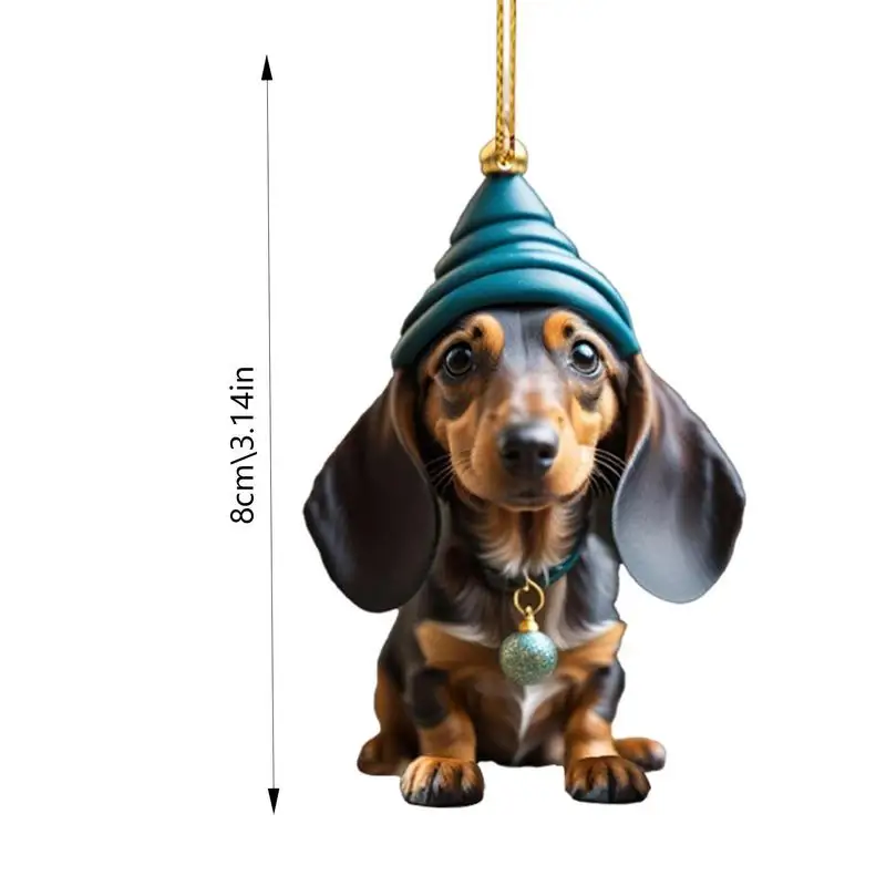 Kerst Cartoon Hond Ornament Acryl Hangende Hond Decor Grappige Puppy Hanger Kerstboom Rugzak Hanger Nieuwjaar Cadeau