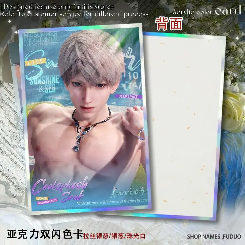 بطاقة توقيع ورقية ملونة مزدوجة فلاش كوسبلاي الحب والمساحة العميقة Xavier Zayne Rafayel Sylus Caleb مجموعة هدية الهالوين
