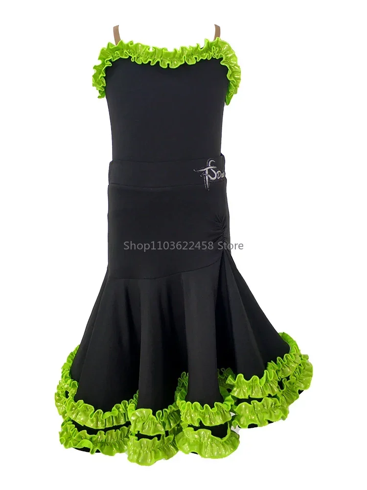 Rumba Salsa Samba Tango Latin Dance Dress Kids Competition Ballroom Dresses Girls Latin Dance Clothes Children Training Suit