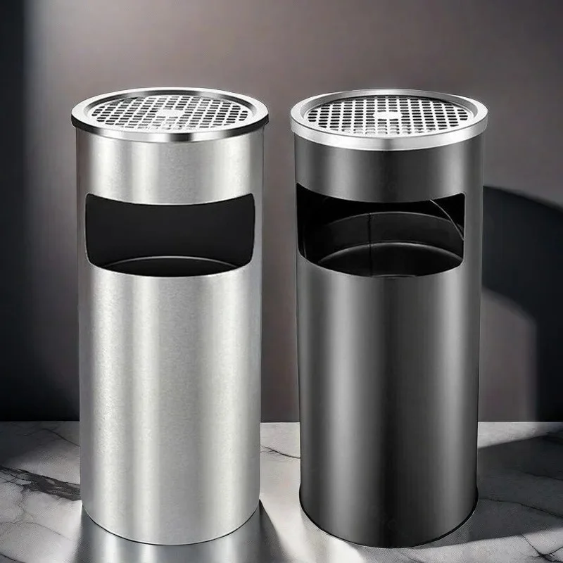 Outdoor Stainless Steel Commercial Garbage Bin KTV Lobby Vertical Elevator Entrance High-end Ashtray