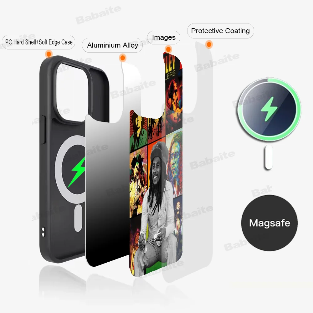 

Reggae Wailing Wailers Bob Marley Phone Case Magnetic Case For iPhone 16 14 13 12 11 15 Pro Max Plus For Wireless Charge Cover