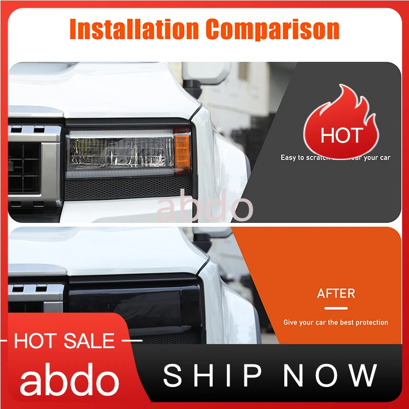 abdo ABS Smoke Black Car HeadLight Cover Trim Tail Lamp Guards Sticker For Toyota Land Cruiser 250 Prado LC250 2024 2025+ Access