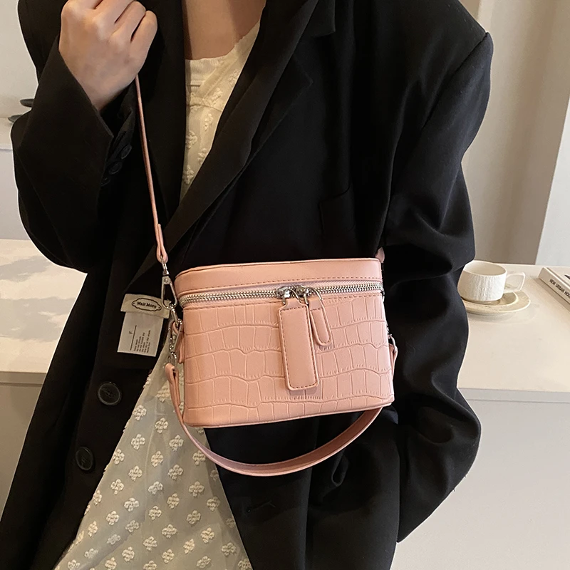 LEFTSIDE Mini Cute Stone Pattern PU Leather Box Shoulder Bag Handbags Designer Women 2024 Fashion Solid Color Crossbody Bag