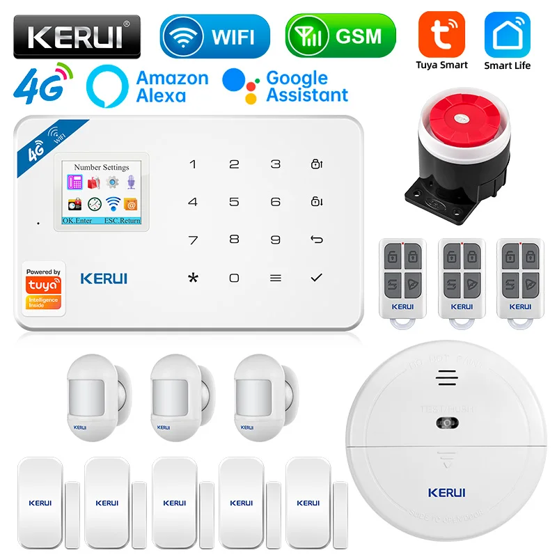 KERUI W184 4G Tuya Smart Home Alarm WIFI GSM Alarm System Motion Sensor Detektor Einbrecher Unterstützung Alexa & Google APP Steuerung