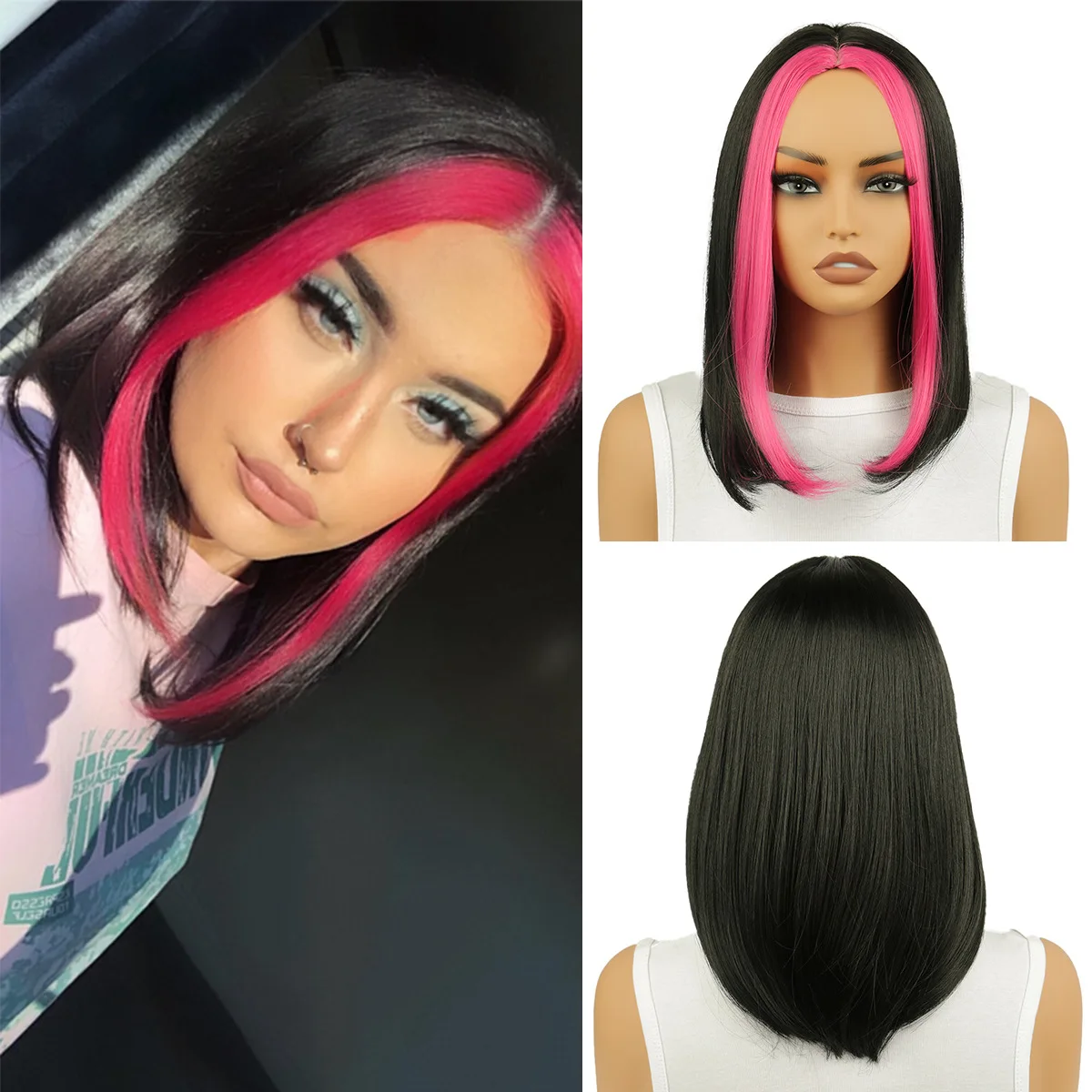 Bob Wig Female 14 Inch Bobo Head Natural Full Head Black Straight Hair Full Collarbone Hair