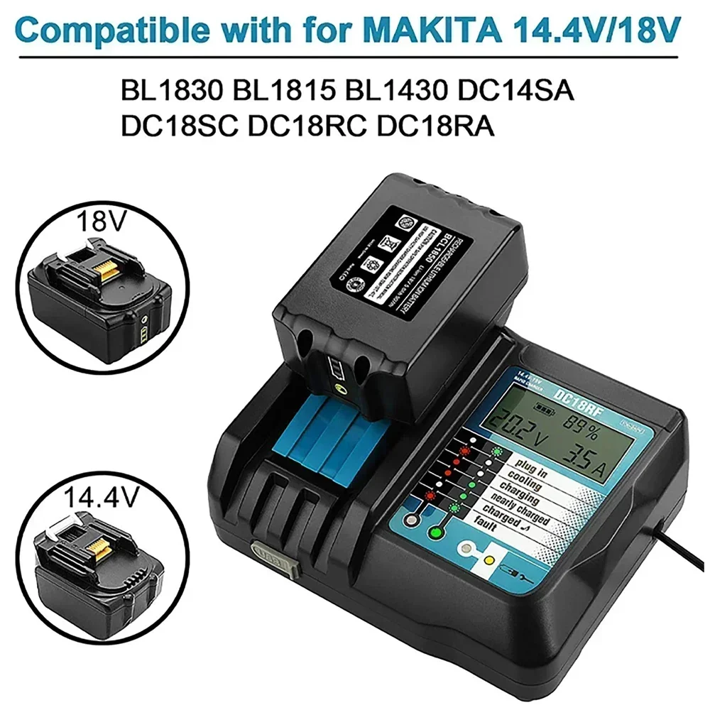 Rechargeable Battery BL1860B 18V 6000mAh Backup Battery For Makita 18VBL1860 BL1840 BL1850 Cordless Drill With DC18RF 3A Charger