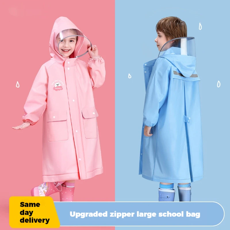 Waterproof Children Rain Poncho Non-Disposable Travel on Foot Rain Gear Coat Carry Hat Outdoor Hiking Accessories Kids Raincoat