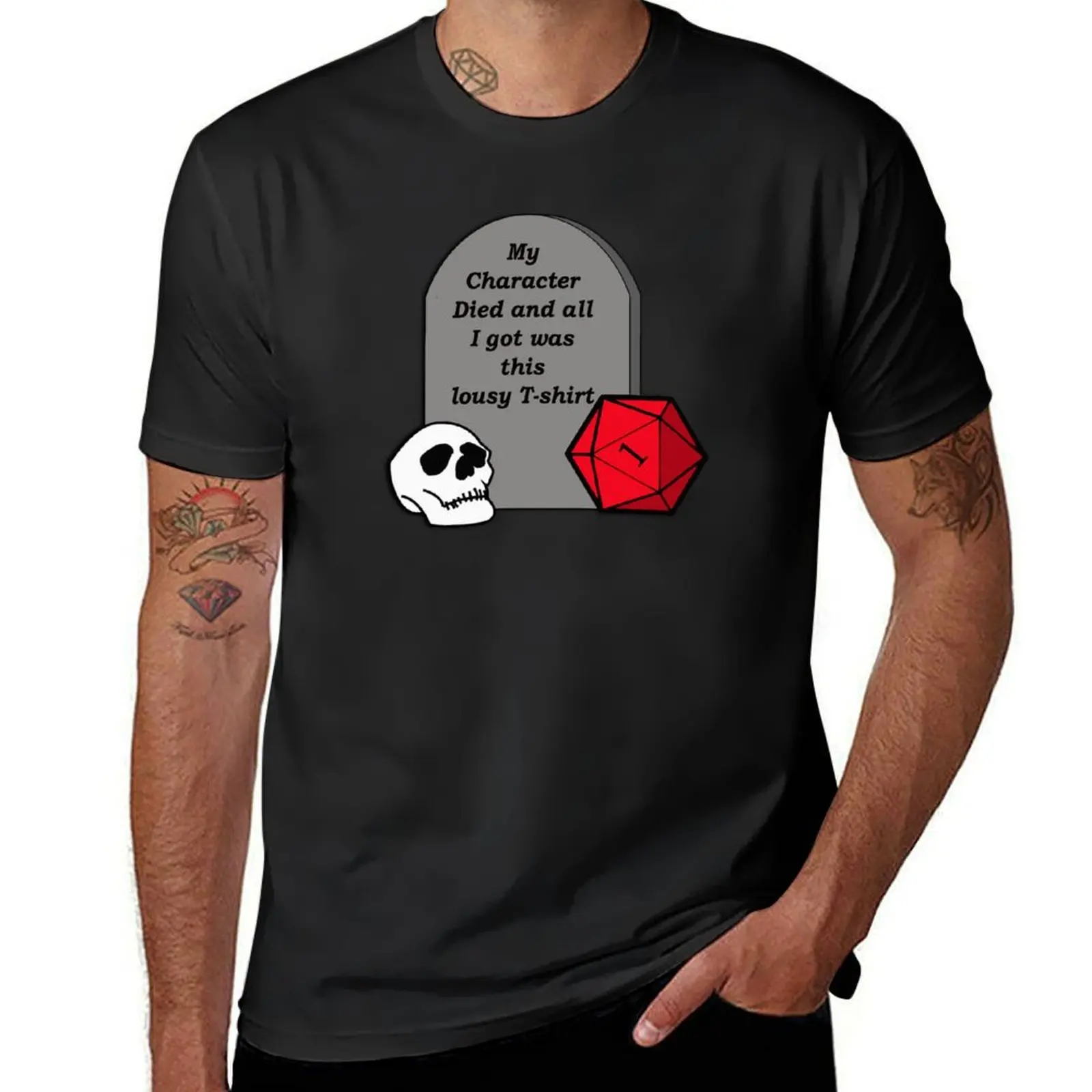 Camiseta de My Character Died and all I got was this lousy para hombre, camisetas negras de anime en blanco