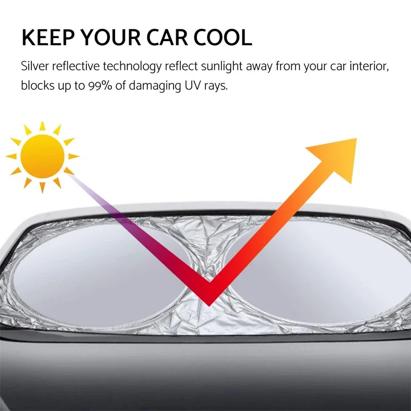 Double rings are placed in the car for convenient installation of the car coated silver heat shield sun shield