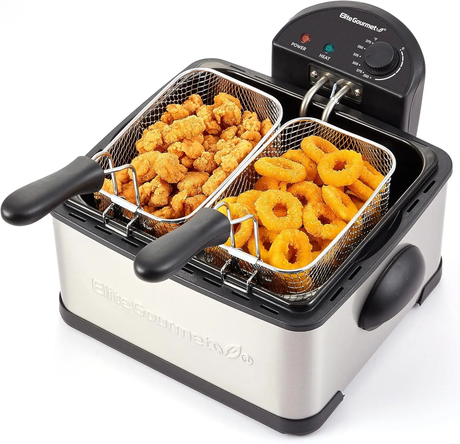 

4.5 Quart Electric Deep Fryer with Temperature Control, 2 Baskets, 1700W Power, Stainless Steel