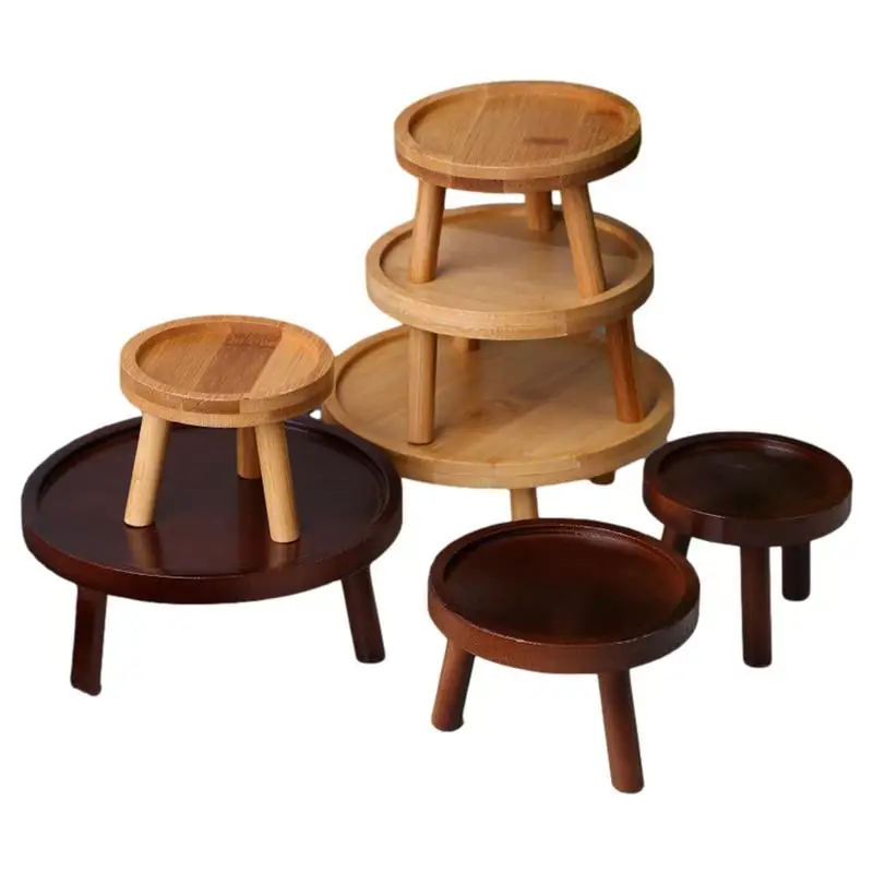 Soporte de madera para plantas de interior, taburete alto redondo, moderno, decorativo para sala de estar, sofá y sala de estar