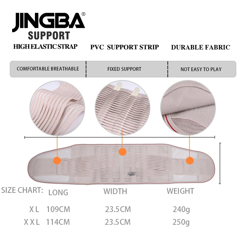 JINGBA SUPPORT Orthopedic Corset Back Support Belt Men Back Brace Belt Fajas Lumbares Ortopedicas Protection Spine Support Belt