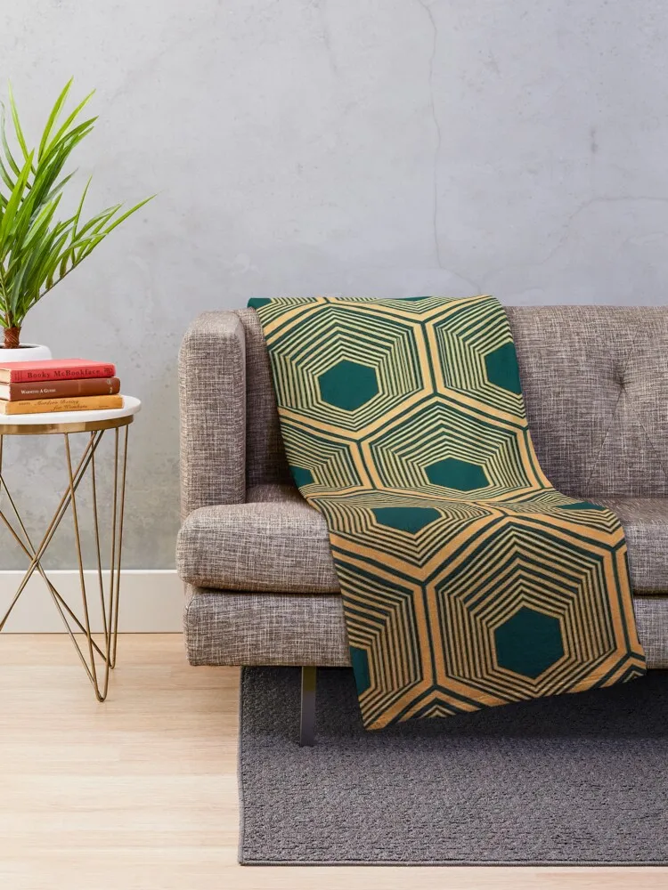 An elegant Art Deco-inspired pattern design with stylized hexagons. Throw Blanket Luxury sofa bed heavy to sleep Travel Blankets