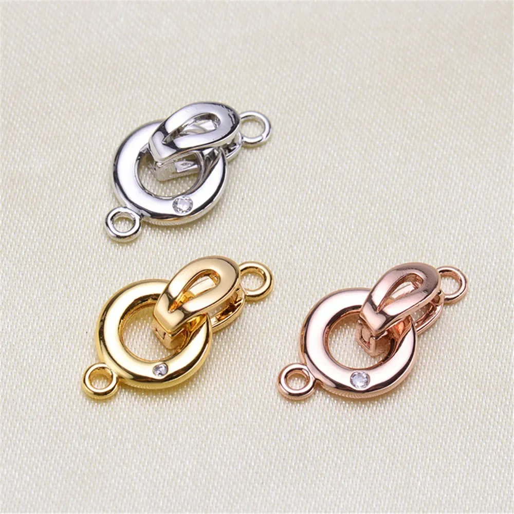 Clasps For Jewelry Making Fastening Accessories 925 silver plating Cubic Zirconia Clasps For DIY Pearls Necklace Bracelet Clasp