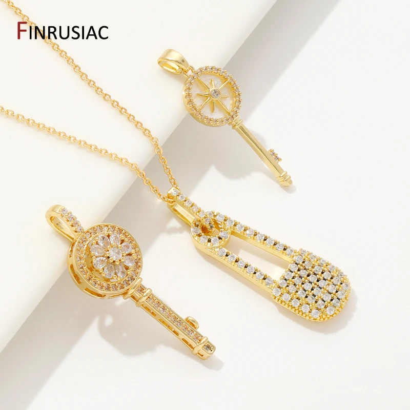 Multi Style 18K Gold Plated Brass Inlaid Zircon Moon Star Pendant,DIY Fashion Necklace Making Accessories,Supplies For Jewelry