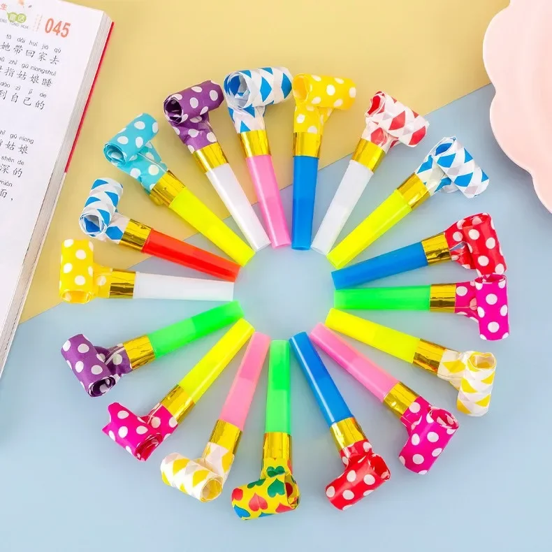 20pcs Colorful Blow Dragon Whistle Blow Horn Whistle Birthday Party Toys Party Supplies Gifts