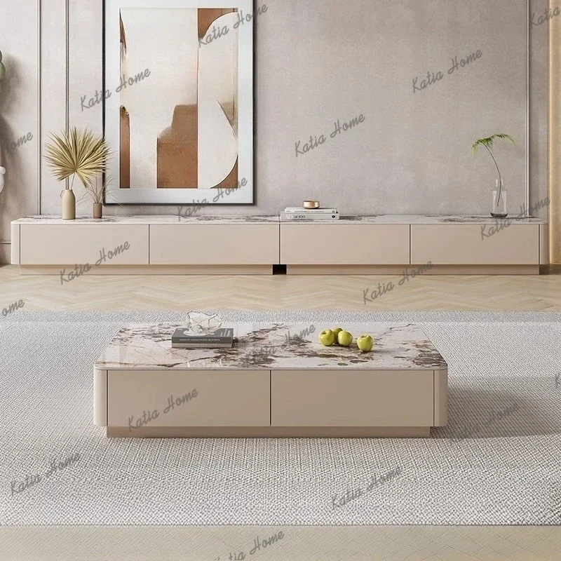 Light luxury rock slab 180 200 220 240 260 280 300 320 340 360 380 cm tv stand Tv cabinet living room furniture coffee tables