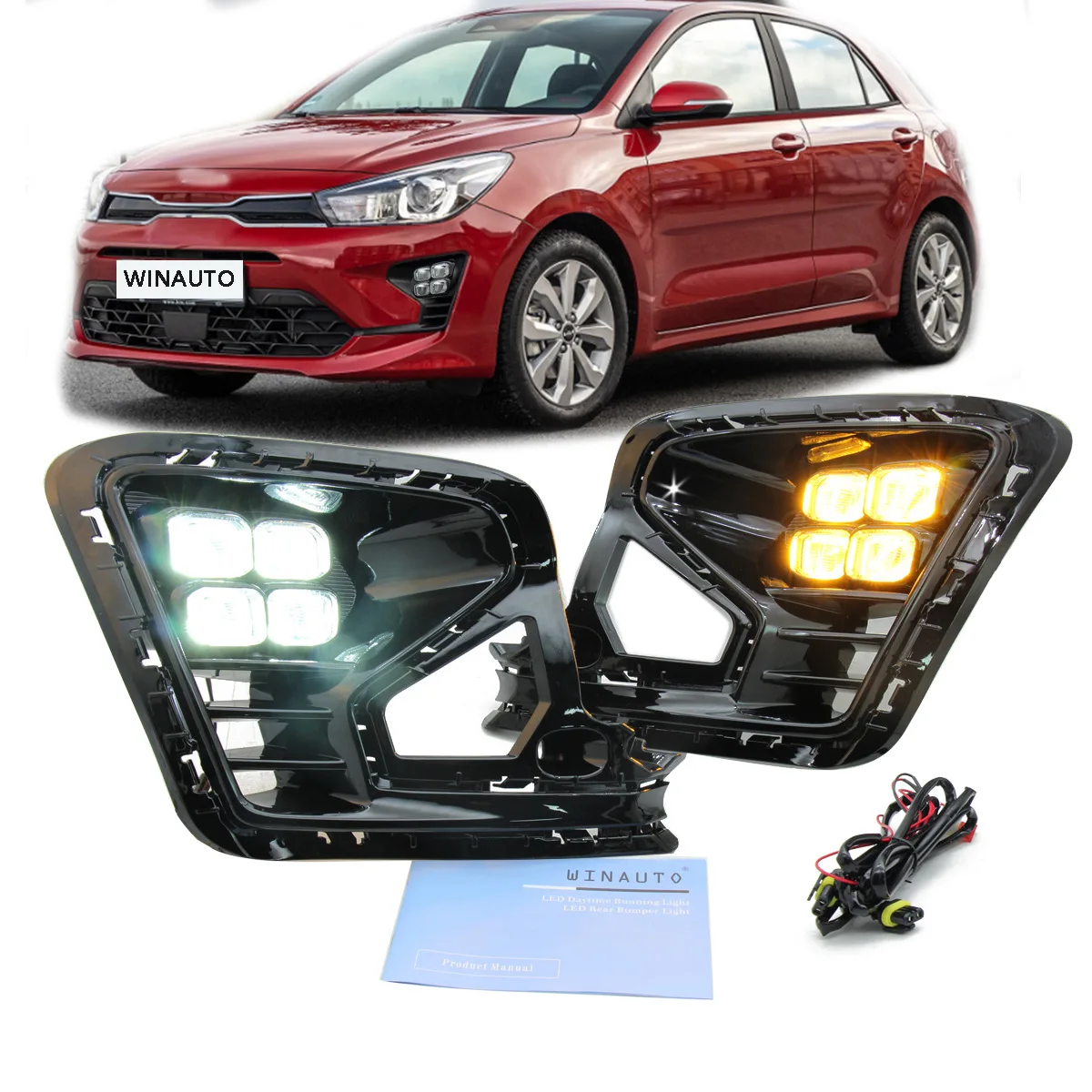 For Kia RIO K2 from 2022 to 2023 LED daytime running lights with dual ribbon turn signals manufacturer