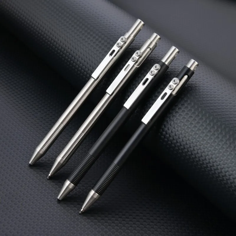 Stainless Steel Tactical Pen Push-button Business Signature Pen Gift Portable Outdoor Tool with 5PCS  G2 Pen Refills