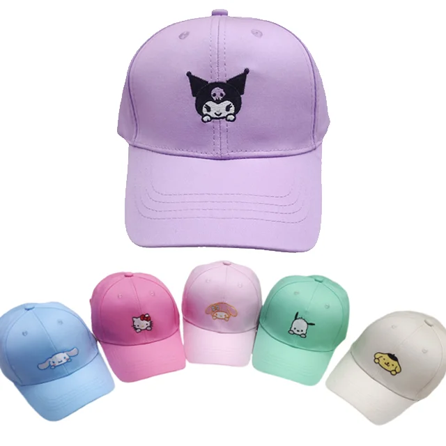 Anime Cartoon Sanrio Hello Kitty Kuromi Melody Boys Girls Embroidered Baseball Caps 2-8 Years Kids Outdoor Sport Sunshade Hats